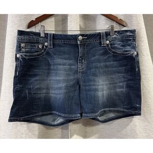 Women's Miss Me Signature Jean Easy Shorts Size 36 Rhinestone Embellished